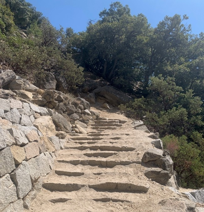 Stone steps on the Columbia Rock mountain trail during a trip to Yosemite